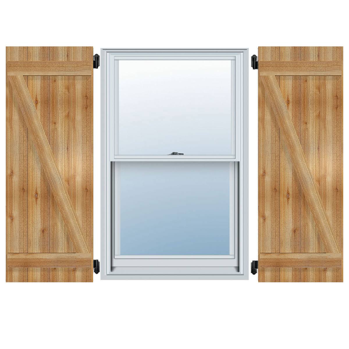 Rough Sawn Western Red Cedar Board-n-Batten Shutters with Z-Bar W184586