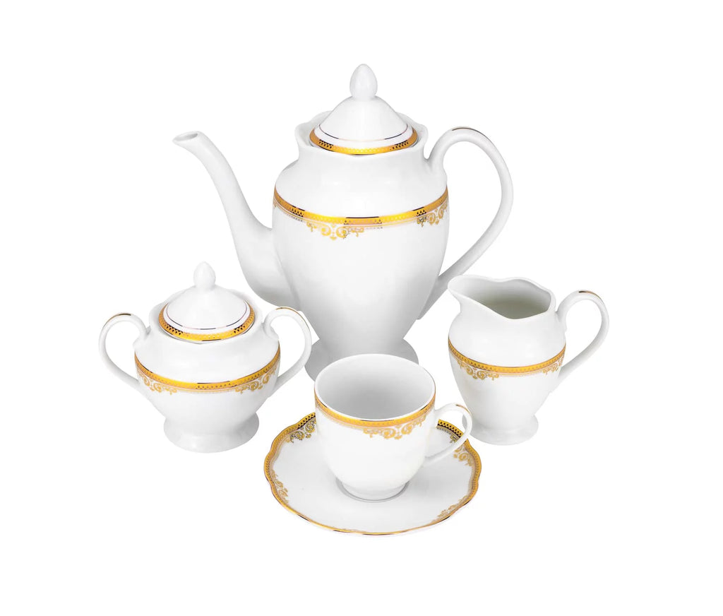 57 Piece Porcelain Dinnerware Set with Scalloped Edges Z80215