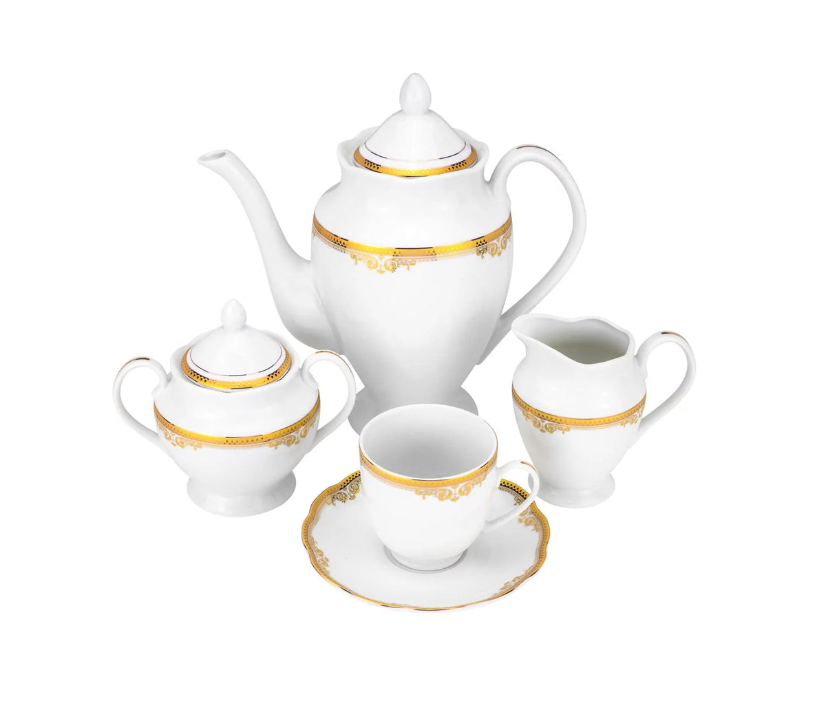 57 Piece Porcelain Dinnerware Set with Scalloped Edges Z80215