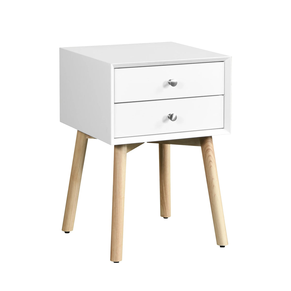 White 2 Drawer Rubber Wood Side Table K187