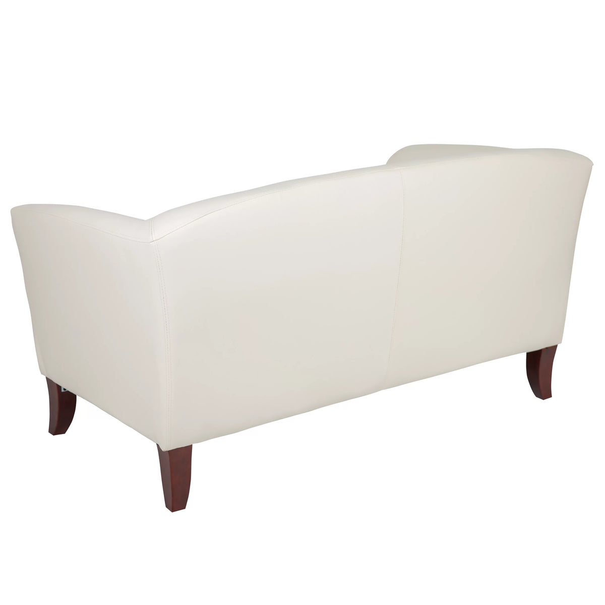 Ivory LeatherSoft Loveseat with Cherry Wood Feet M599515