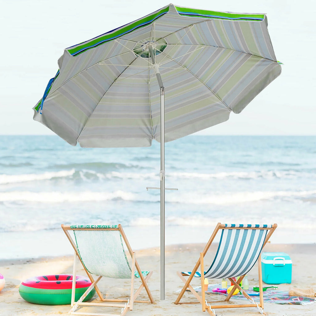 Turquoise 6.5FT Patio Beach Umbrella with Carry Bag B607077