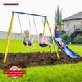 Metal Swing Set with 2 Swings and Slide U90748