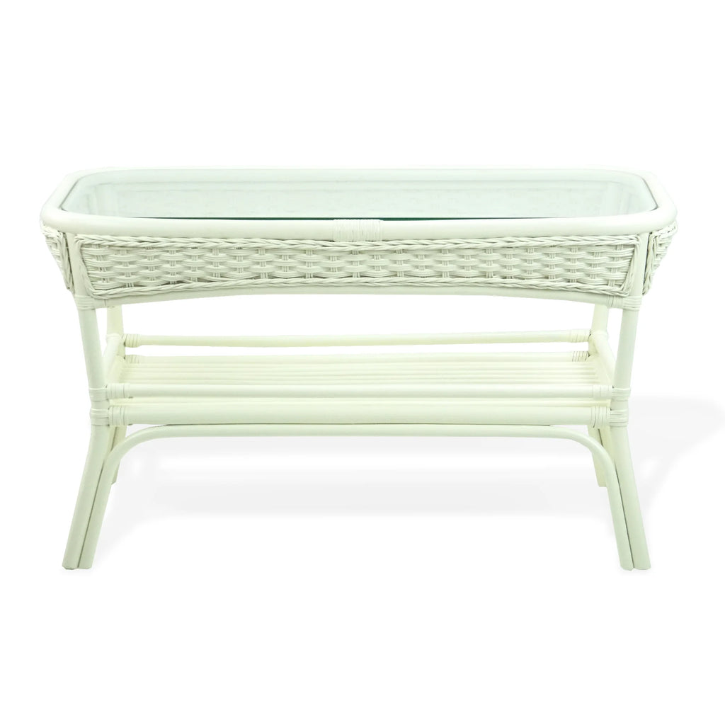Rattan Wicker Living Room Set 4 Pieces: 2 Lounge Chair ThreeSeater/Sofa Coffee Table White Color with Cushion A20505