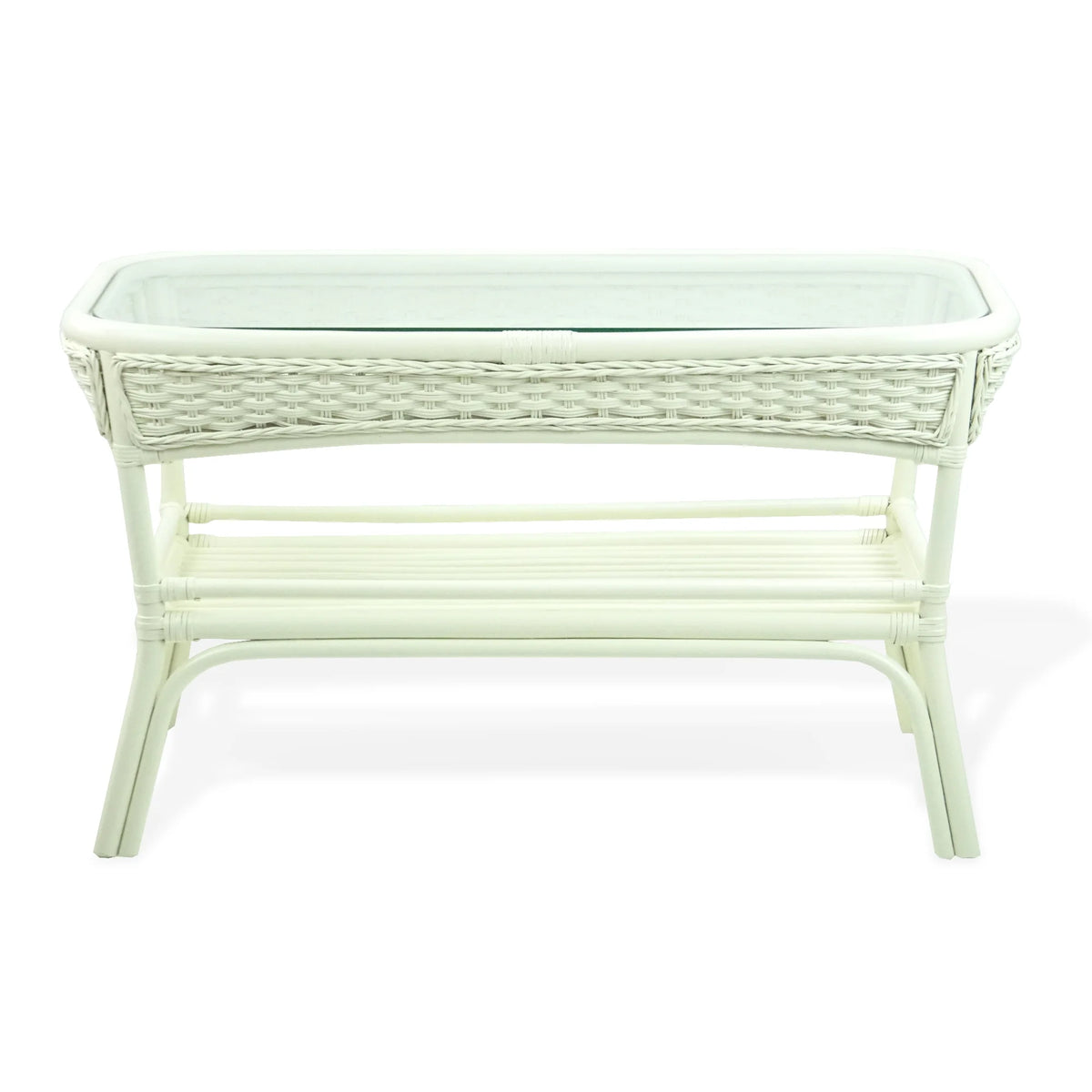 Rattan Wicker Living Room Set 4 Pieces: 2 Lounge Chair ThreeSeater/Sofa Coffee Table White Color with Cushion A20505