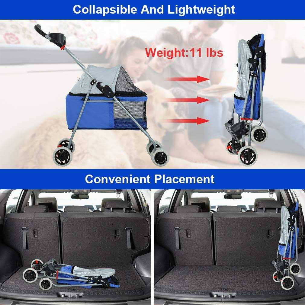 4 Wheels Folding Waterproof Pet Stroller with Cup Holder T66634