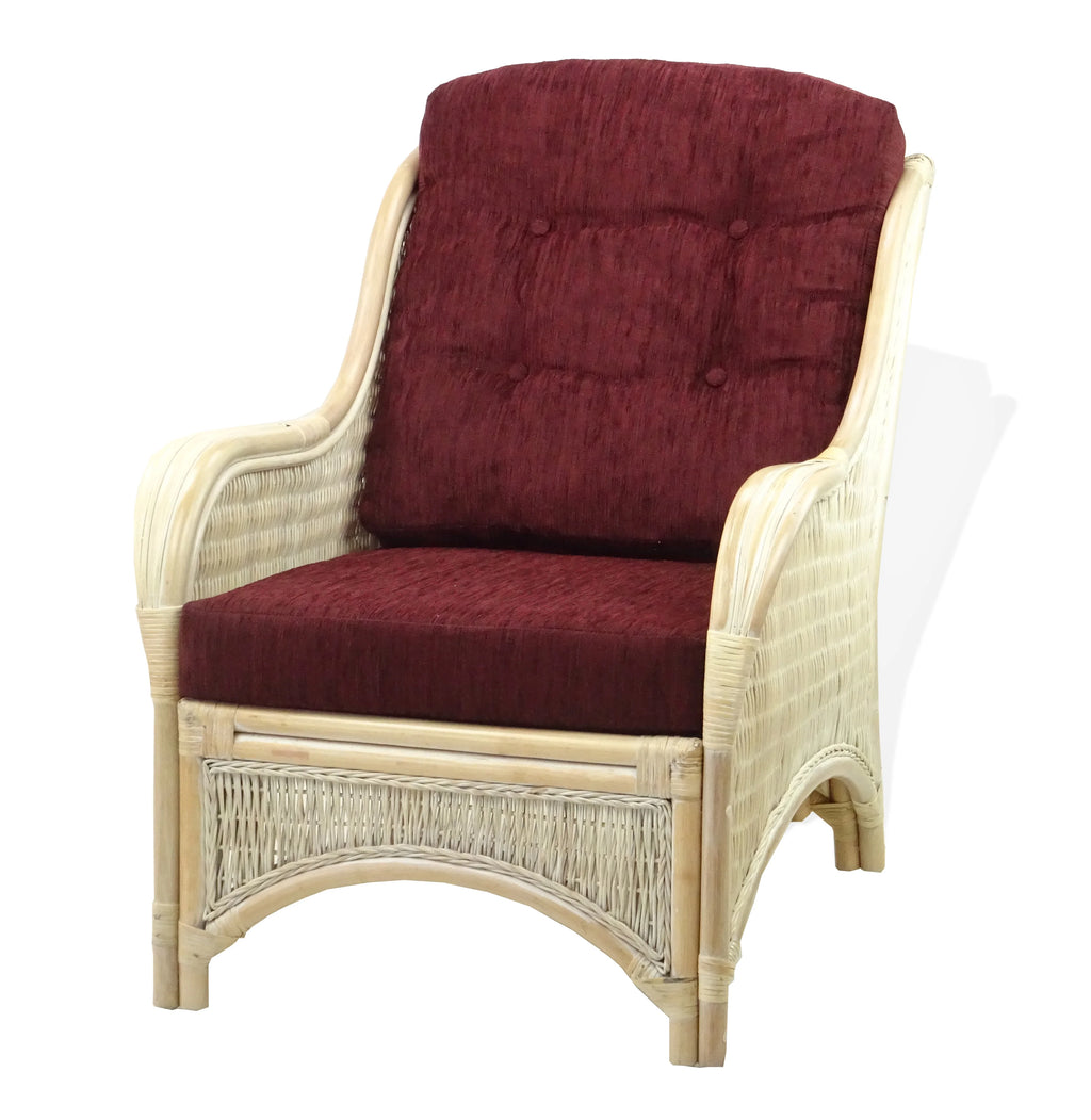 Natural Rattan Wicker Armchair with Dark Brown Cushions N25369