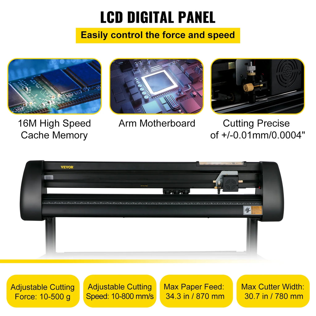 Vinyl Cutter, 34 in / 870 mm Vinyl Plotter, Off-line LCD Cutting Machine F65749