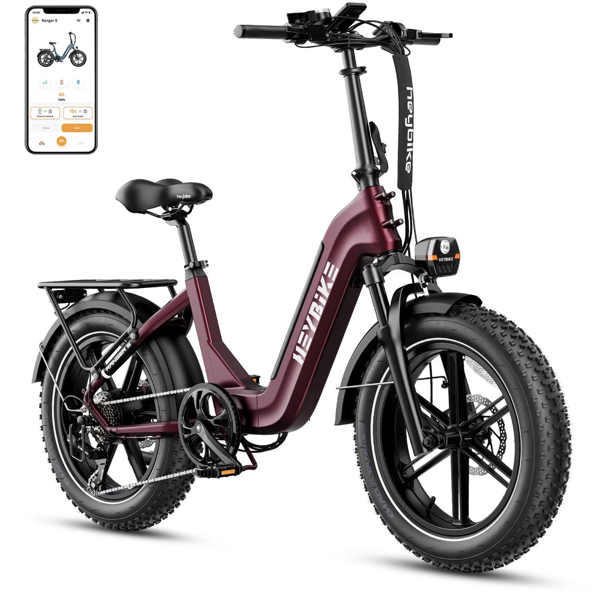 Electric Bike with 48V 14.4AH Removable Battery, 20" x 4.0 Fat Tire S175