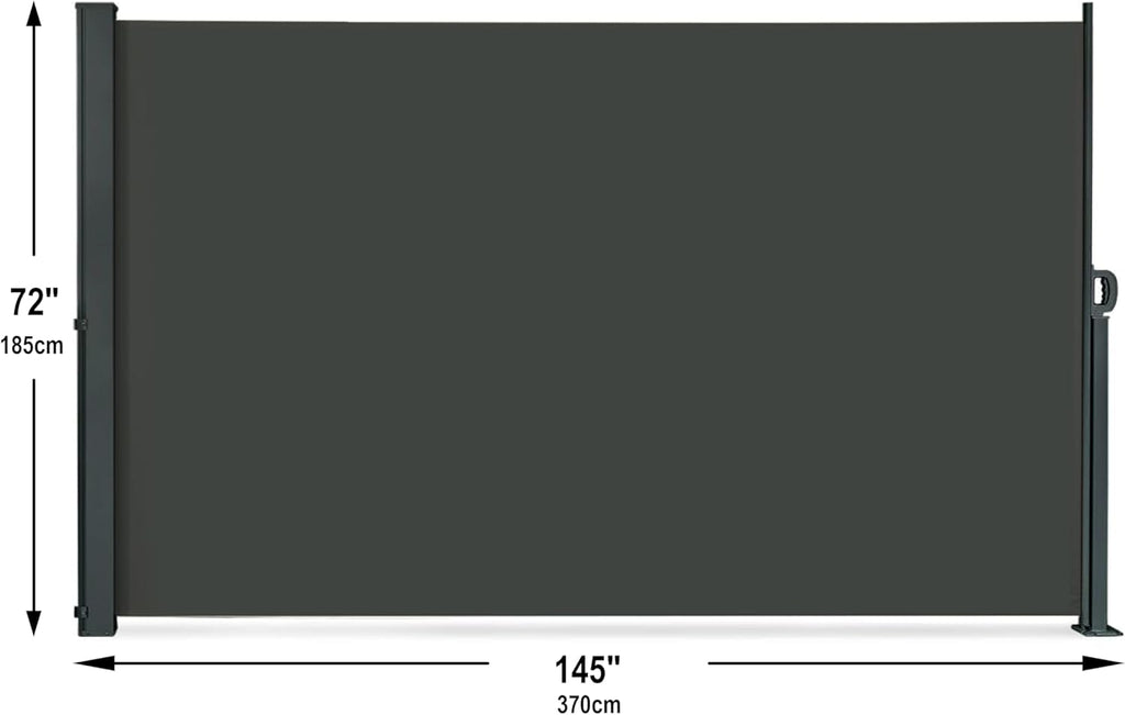 145" x 72" Retractable Side Awning, Waterproof & UV-Resistant Folding Privacy Screen Room Divider Q130299