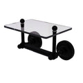 Matte Black Toilet Tissue Holder with Glass Shelf D24497