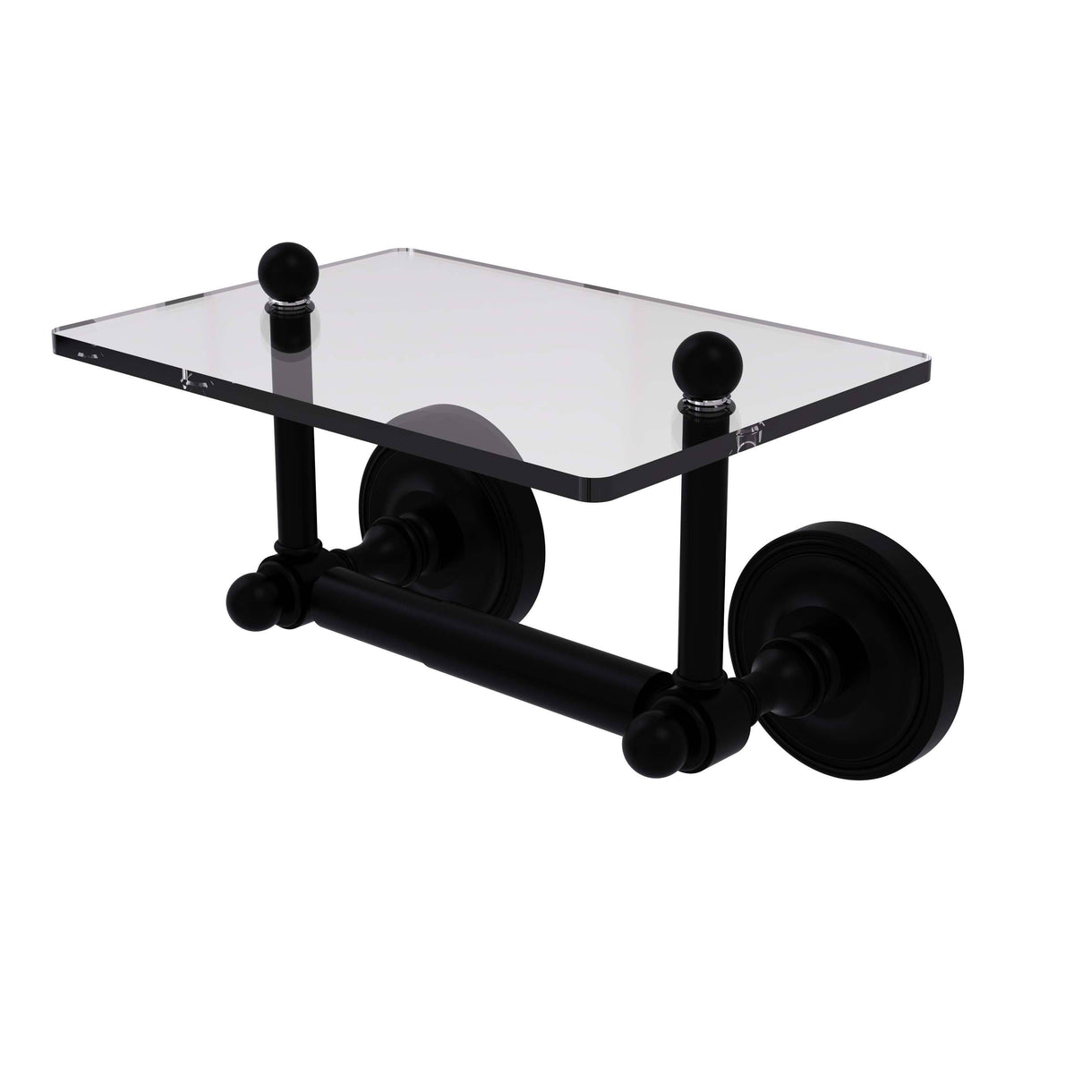 Matte Black Toilet Tissue Holder with Glass Shelf D24497