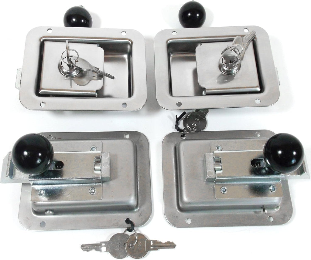 4 Pack Stainless Steel Locking Door Latch with Interior Safety Release F9574