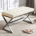 PU Leather Upholstered Entryway Bench with Metal X Legs Y2266