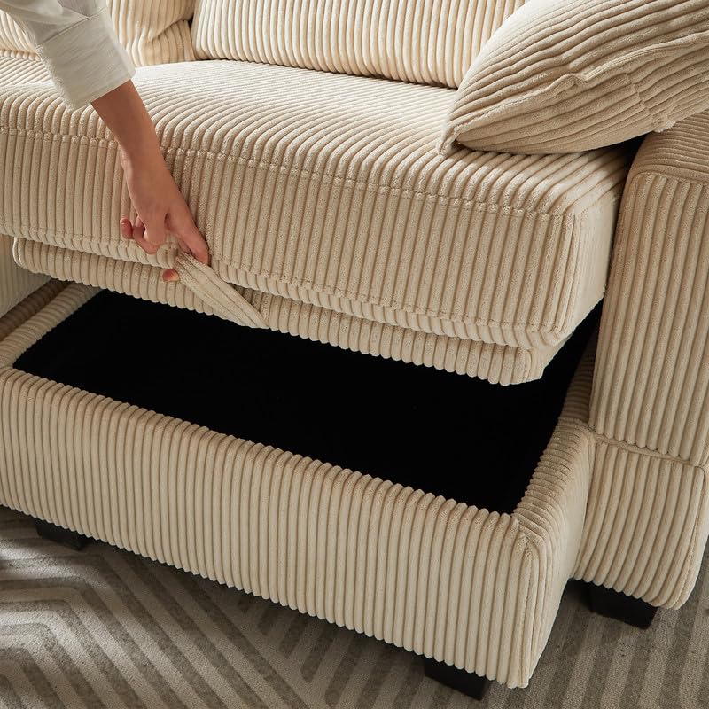 U Shaped Modular Sectional Sofa Chaise Lounge Beige Y138867