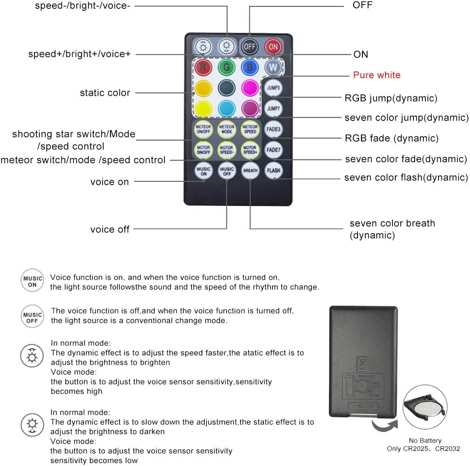 Bluetooth Controlled Twinkle LED Remote RGB 4-Speed Fiber Optic Star Ceiling Kit D764