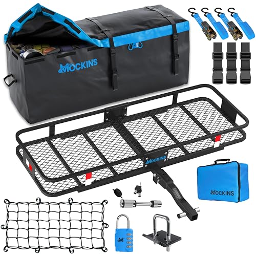 60x20x6 Heavy-Duty Folding Hitch Cargo Carrier with Waterproof Luggage Bag P7930