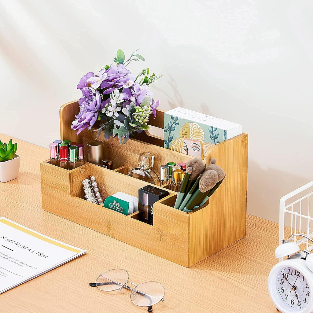 Bamboo Desk Organizer with Handle, 9 Compartments Pack of 2 Y224095