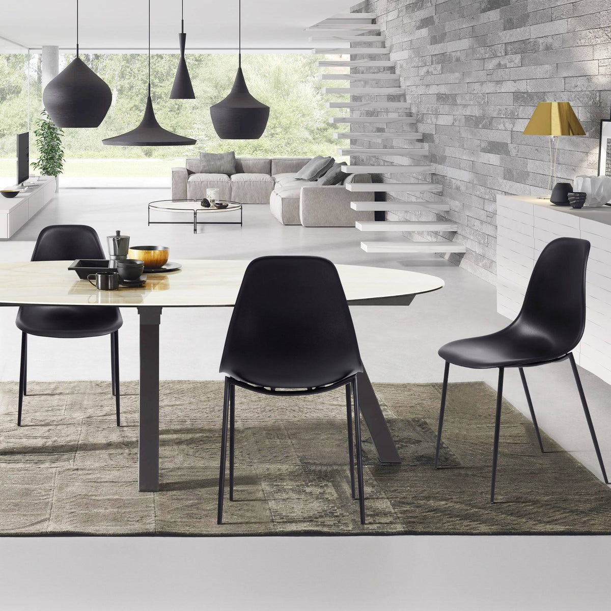 Sunburst Yellow Poly Dining Chair Set of 2 F340248