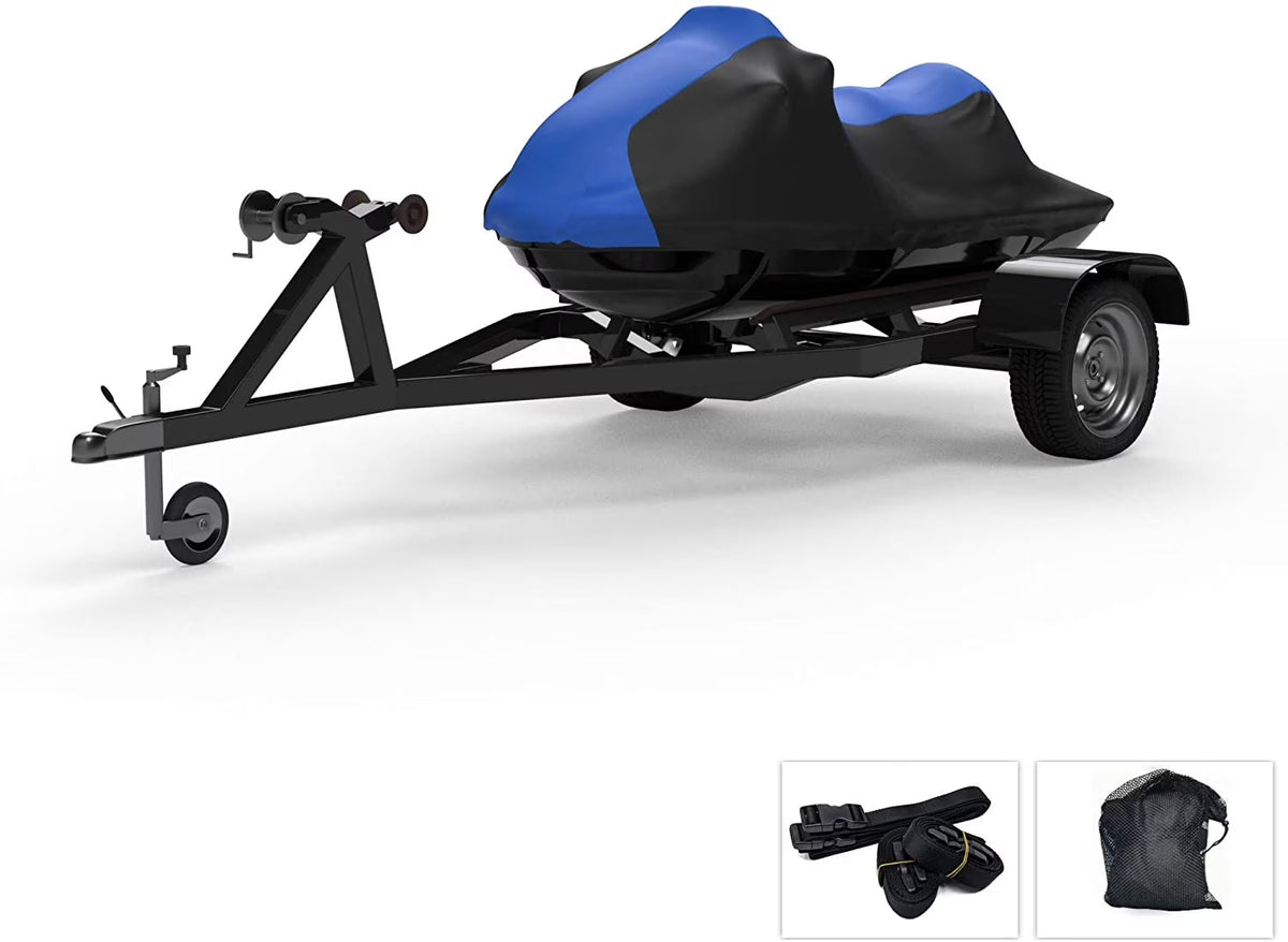 Blue / Black Jet Ski Cover with Trailer Straps and Storage Bag O82124
