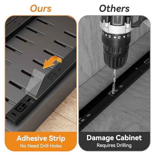 16.6" Deep Extendable Cabinet Slide Out Shelves with 3 Rails, 1 Pack I883