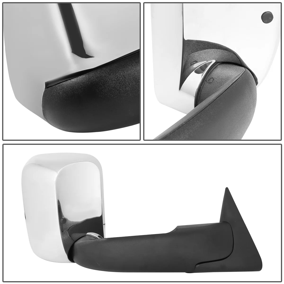 Pair Manual Adjustment Flip Up Towing Mirror Chrome Cover C429