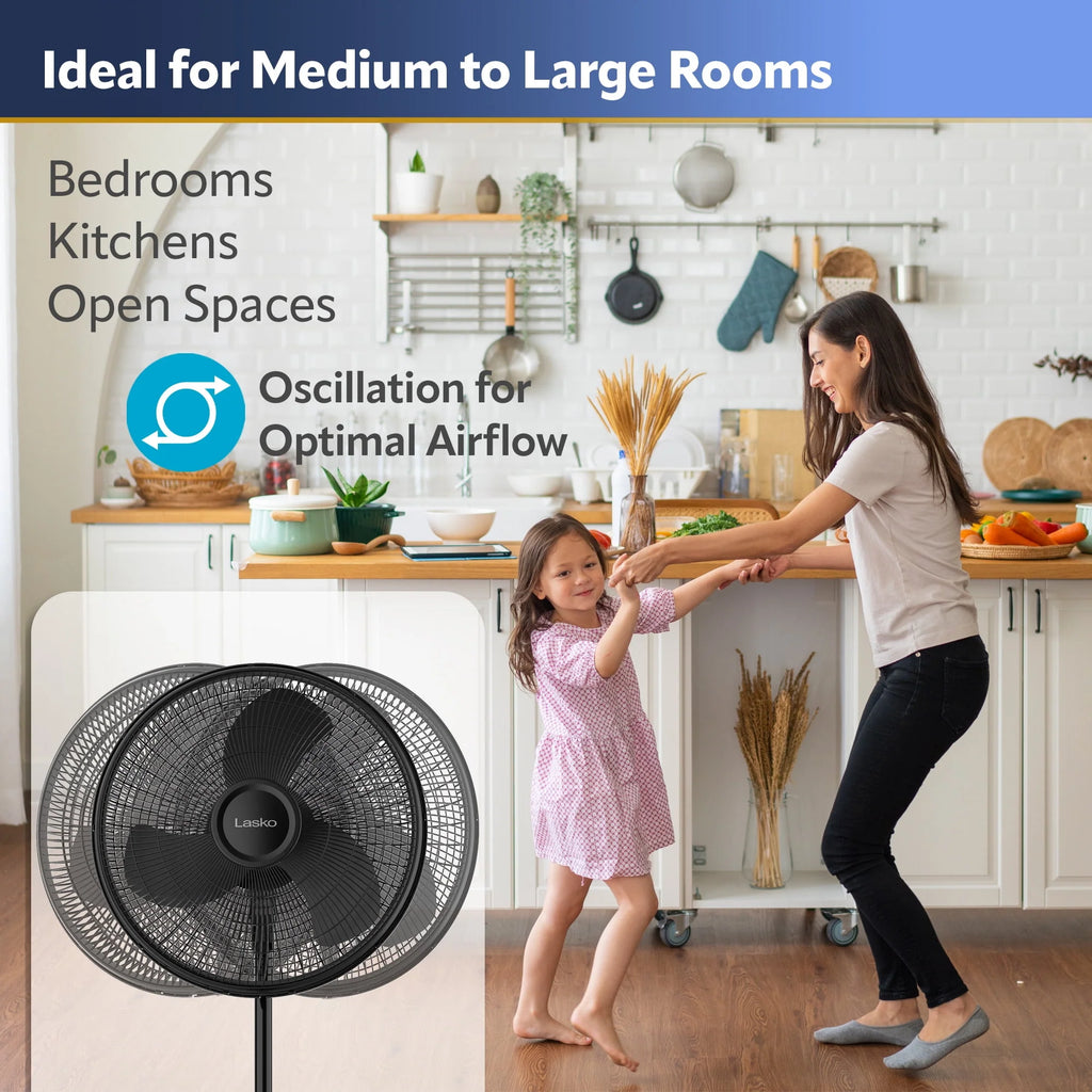 16 Oscillating Adjustable Pedestal Fan with 3-Speeds T420088
