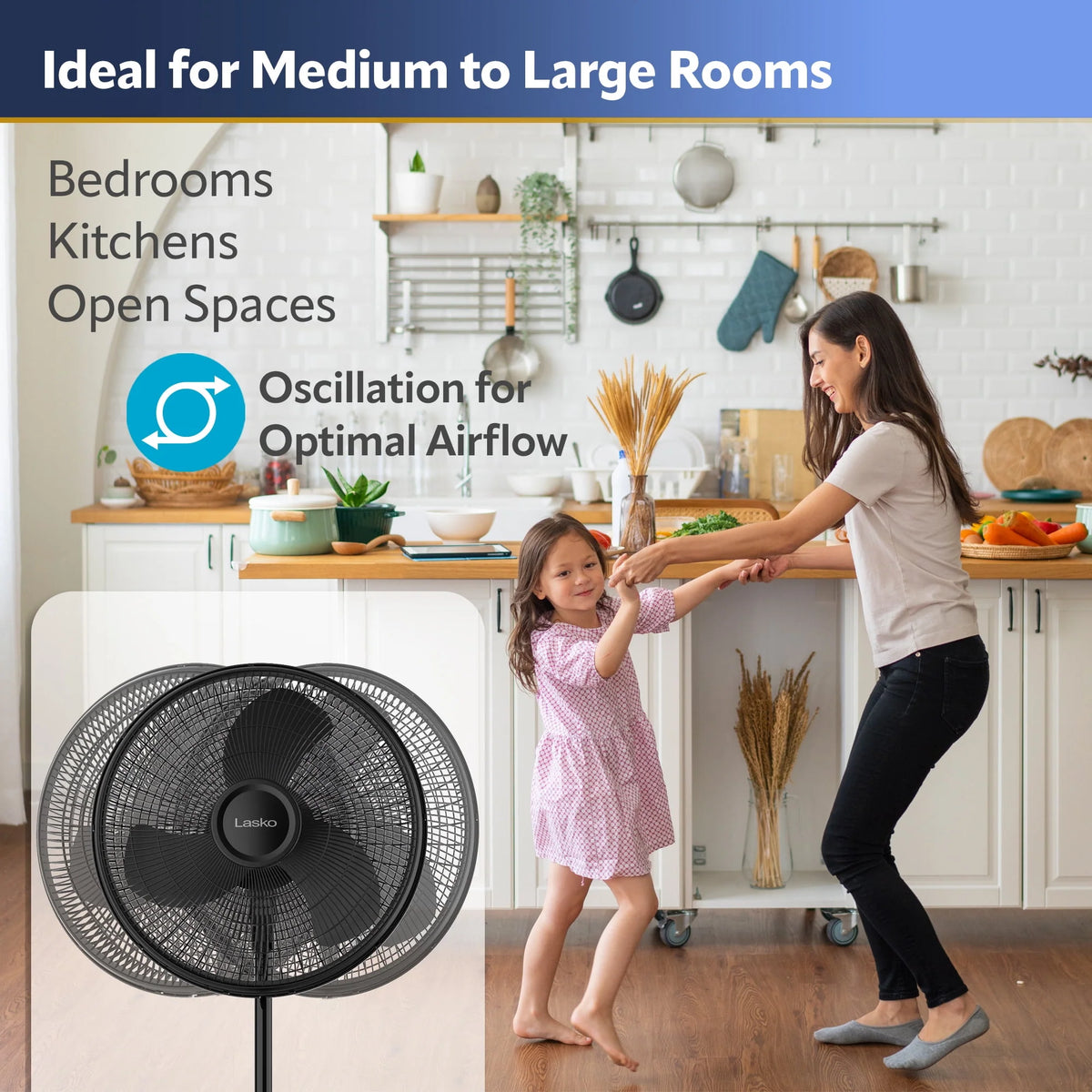 16 Oscillating Adjustable Pedestal Fan with 3-Speeds T420088