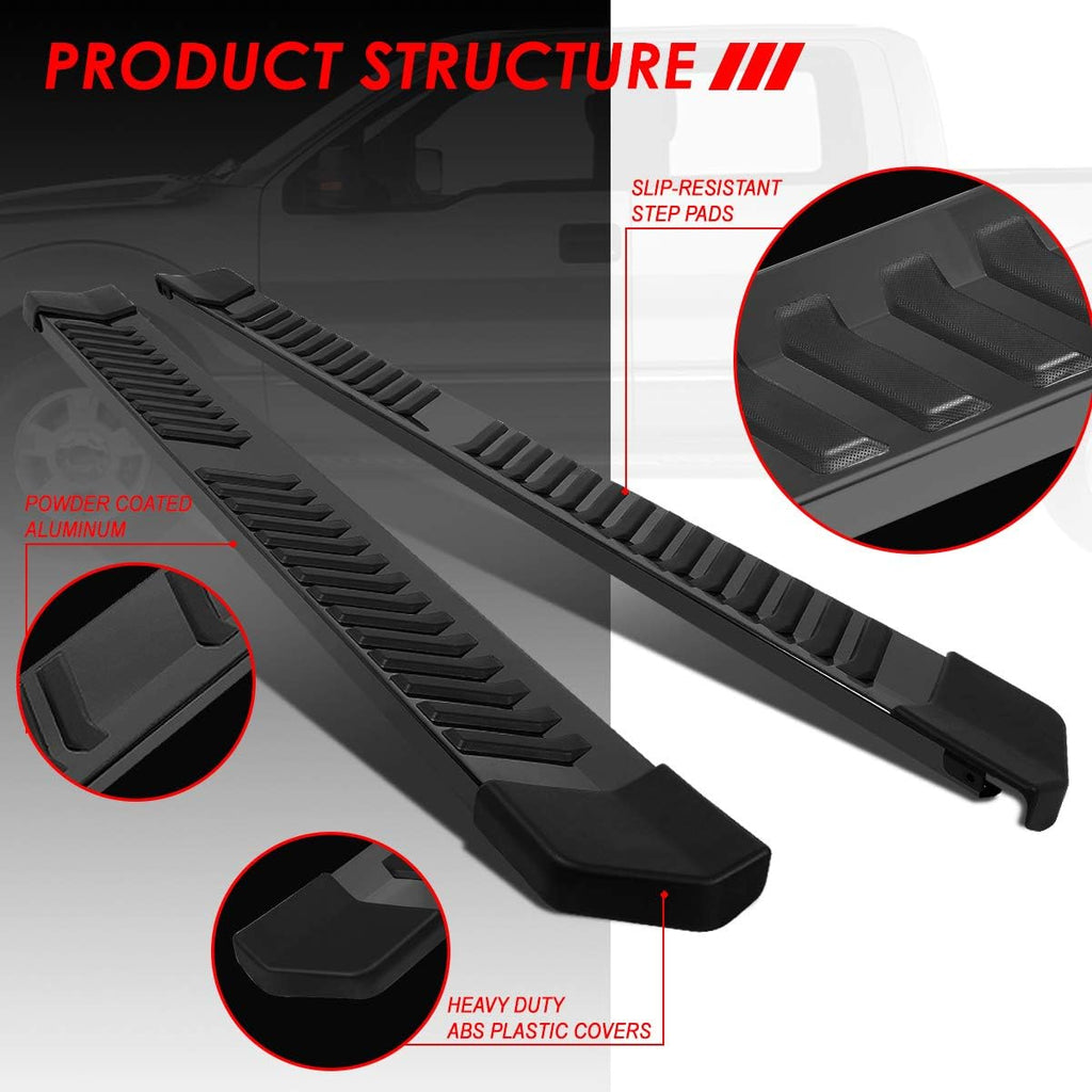 6 Inches Black Aluminum Running Boards S88062