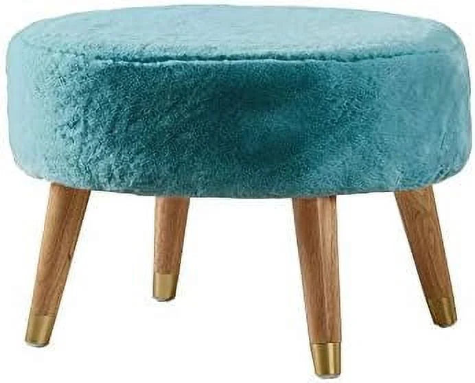 Heavy Faux Fur Oval Ottoman 22'' x 18'' x 18'' Black Z289
