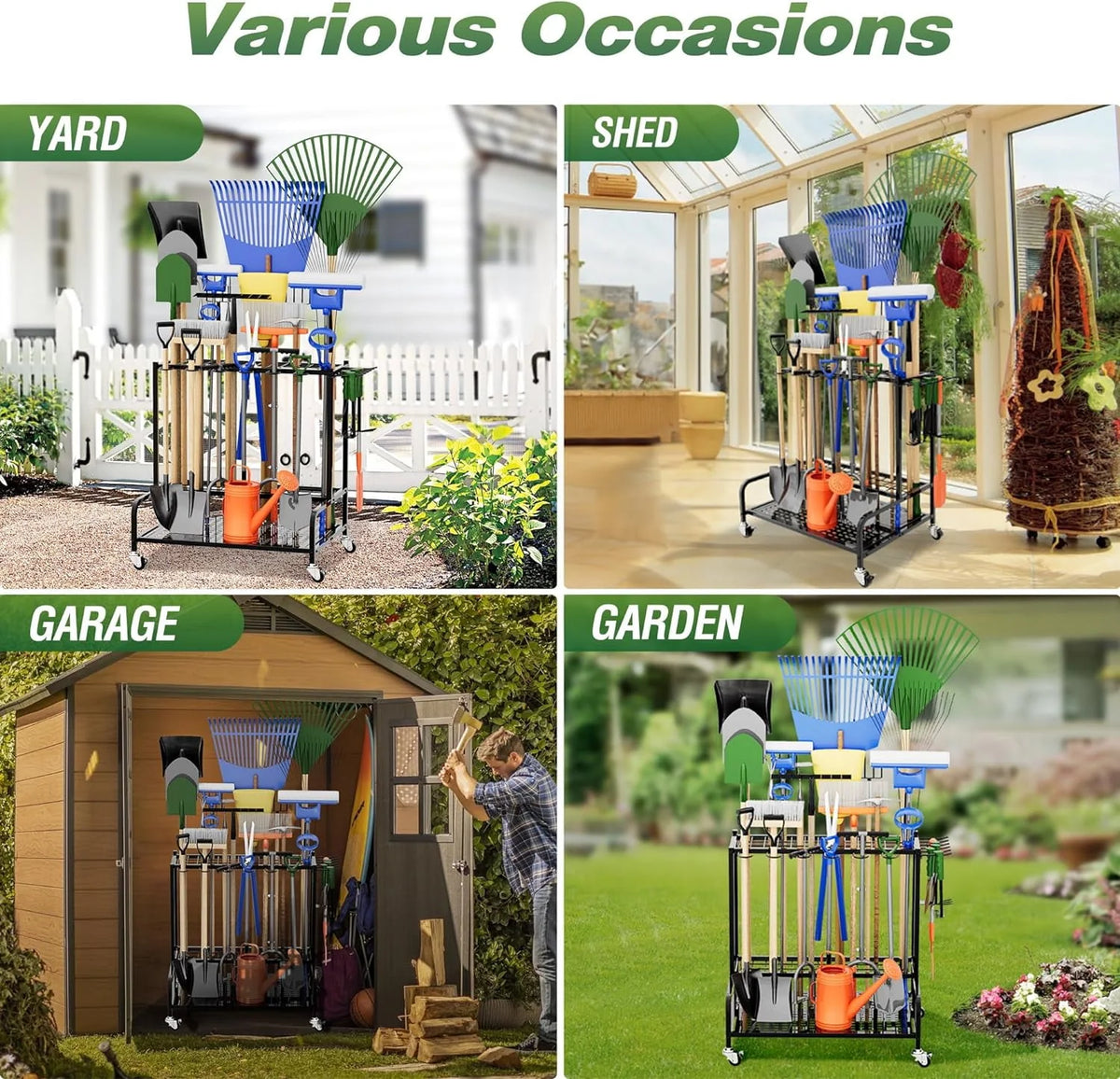 Garden Tool Organizer, Yard Tool Tower Rack W3804