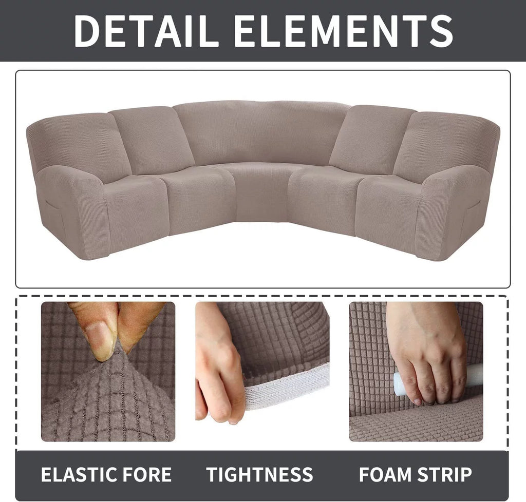 Light Brown 7-Piece Recliner Sofa Slipcover I858431