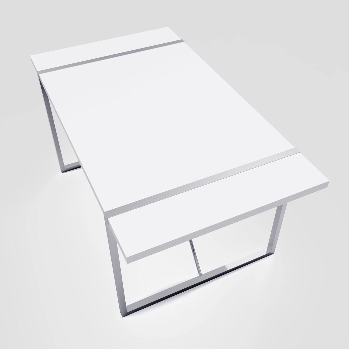 White Dining Table with Silver Metal Legs A476