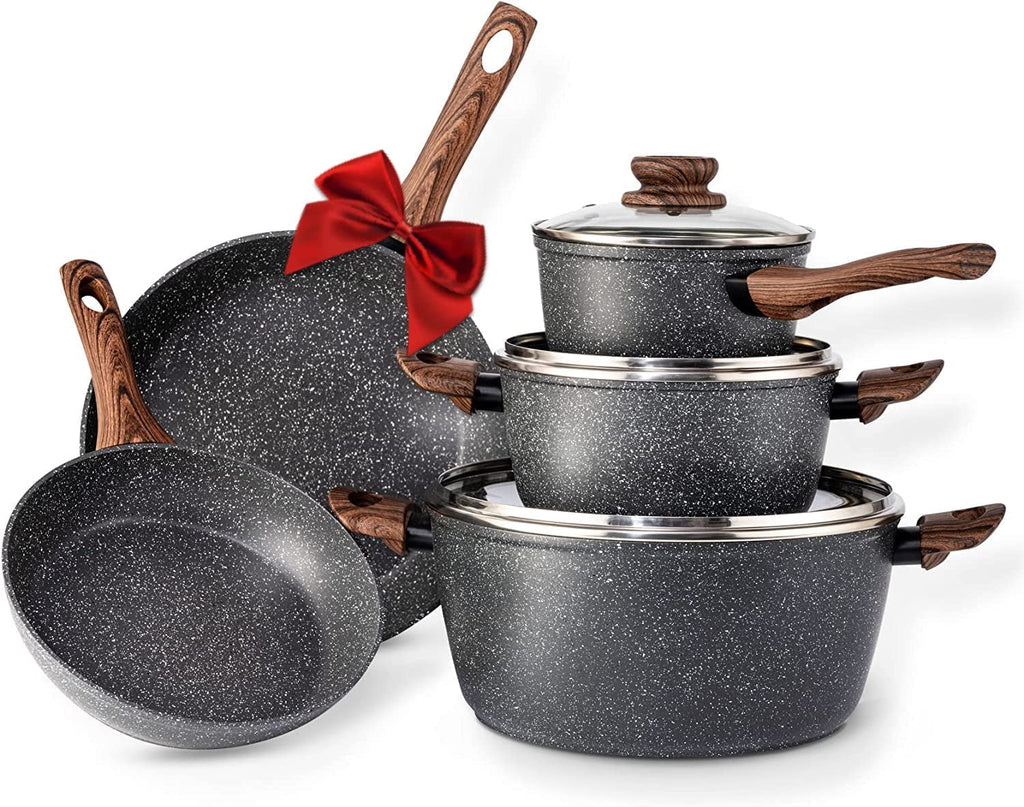 Non Stick Granite 8 Pieces Induction Cookware Set C86387
