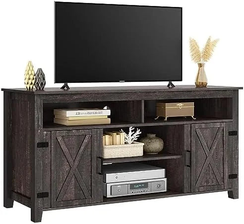 Farmhouse Barn Door TV Stand for 65 Inch TV Dark Rustic Oak W53190
