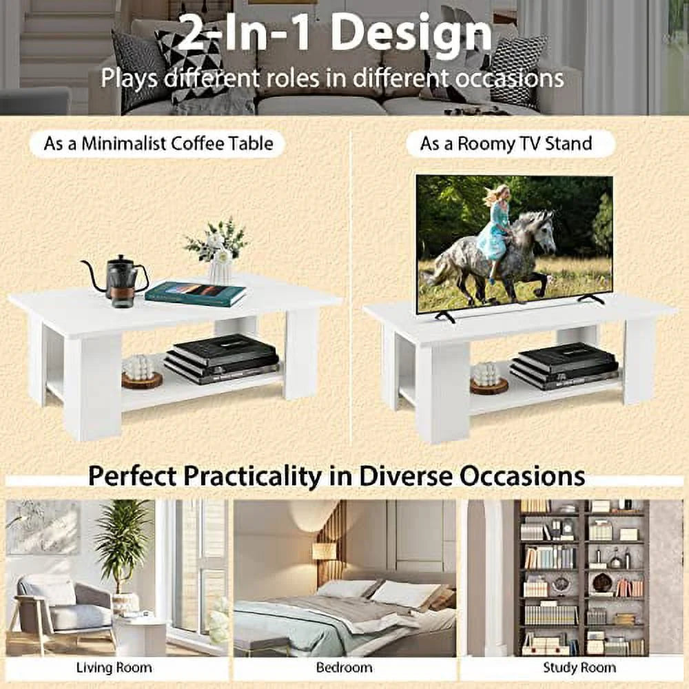 White Coffee Table with Storage O302351