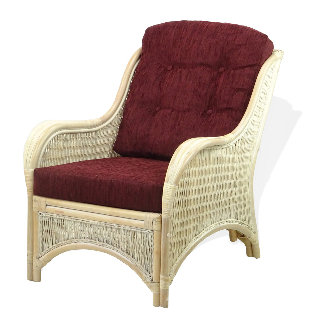 Natural Rattan Wicker Armchair with Dark Brown Cushions N25369