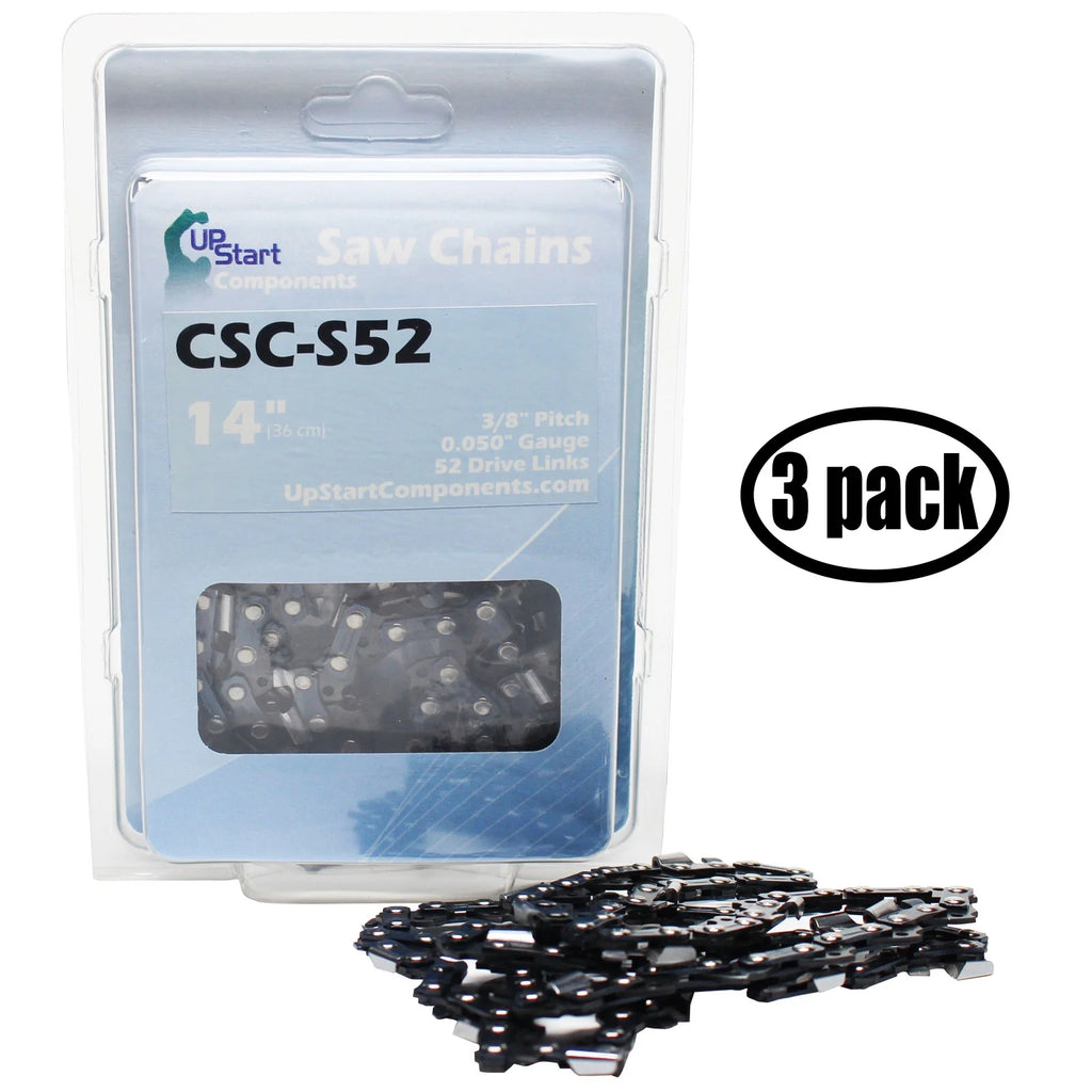 3-Pack 14" Semi Chisel Saw Chain, 3/8" Low Profile, 0.050" Gauge, 52 Drive Links O5276
