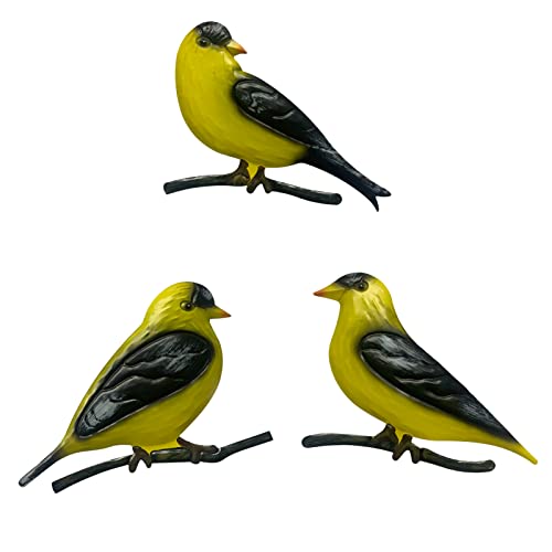 Set of 3 Metal Goldfinches Birds Wall Decorations N840703