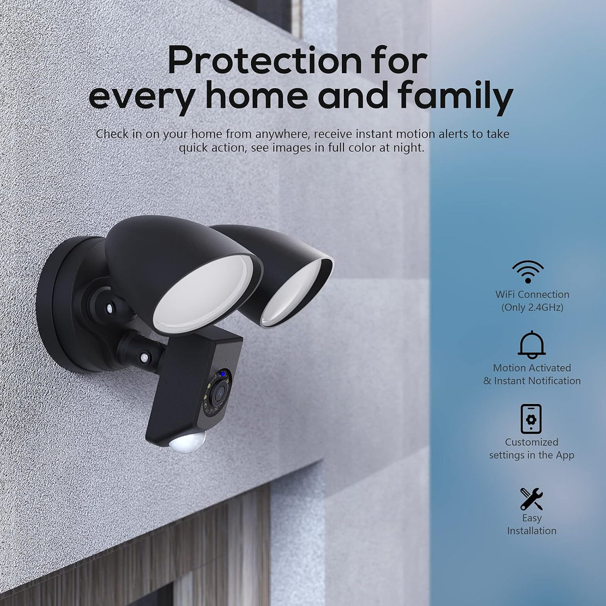 Smart Floodlight Camera Motion Sensor Outdoor Lights with Camera Y8150