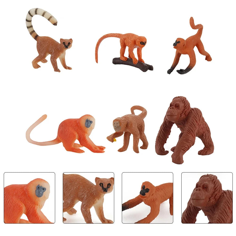 Monkey Animal Figurines Toys Figures Model Miniature Gorilla Figure Cake Kids Models Simulation Statue Zoo I23408