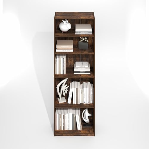 White 5-Tier Bookcase with Adjustable Shelves X350