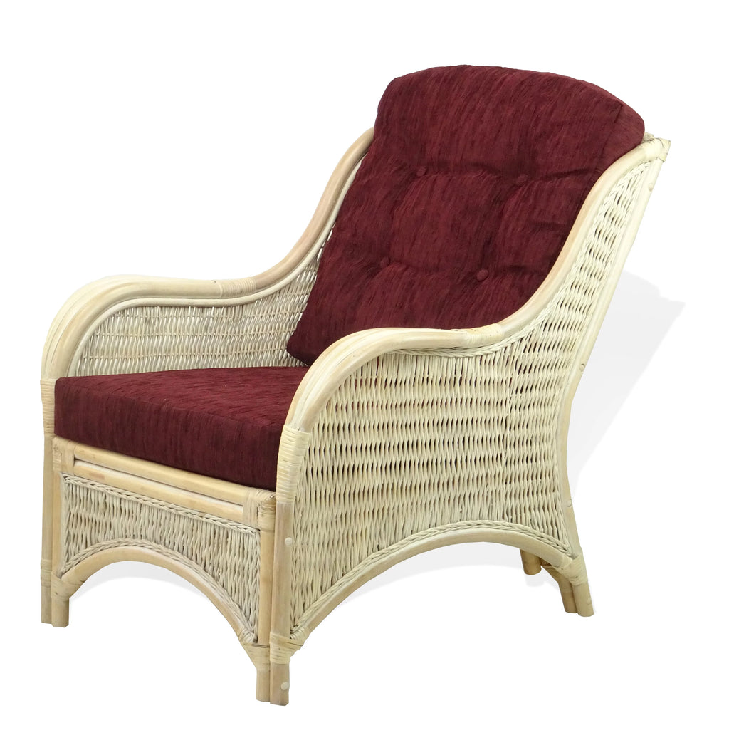 Natural Rattan Wicker Armchair with Dark Brown Cushions N25369
