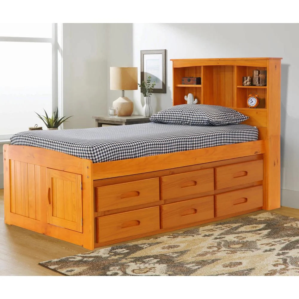 Warm Honey Bookcase Bed C387620