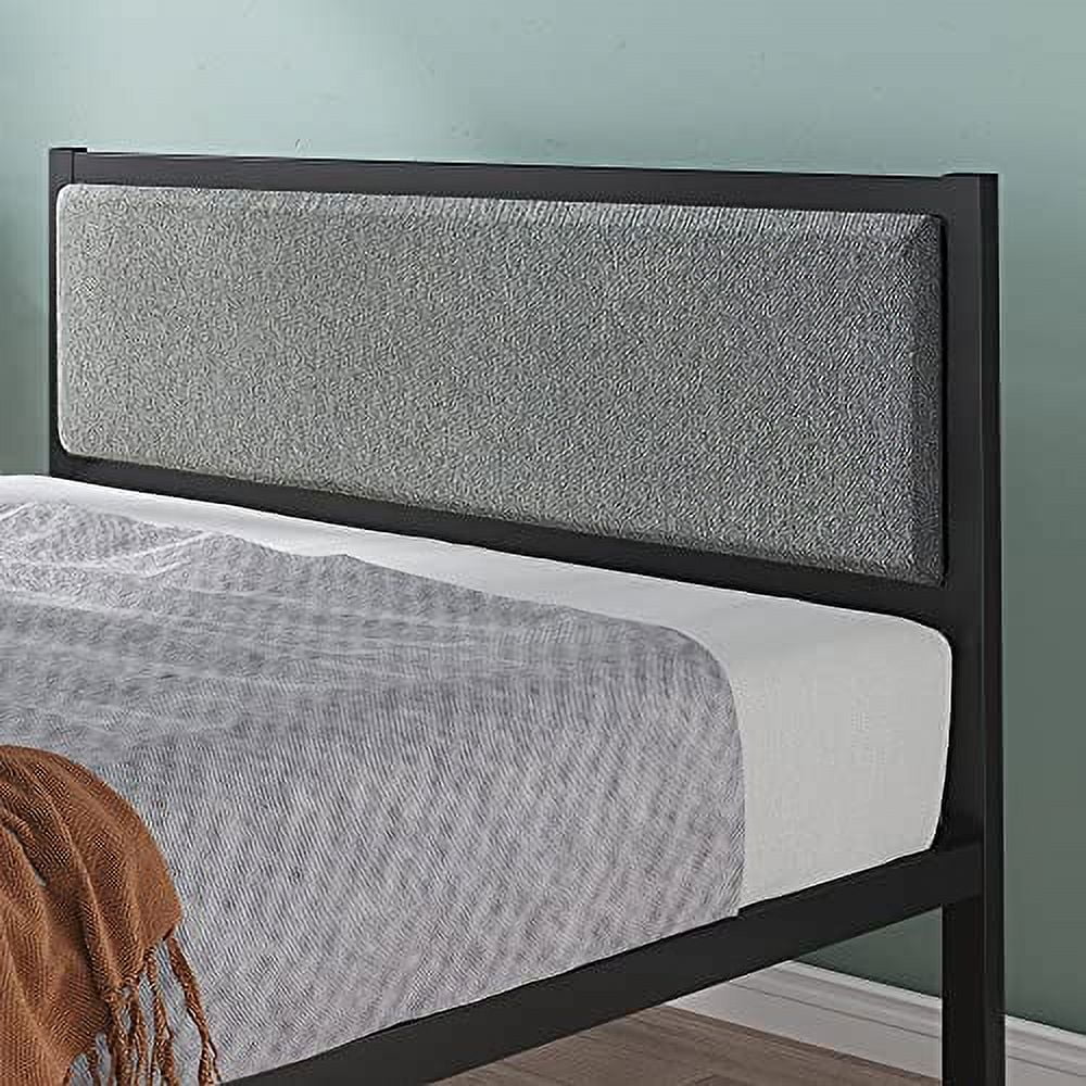 14" Steel Platform Bed Frame with Upholstered Headboard, Twin G30656