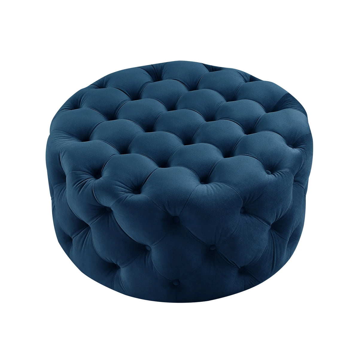 Navy Velvet Tufted Round Cocktail Ottoman M149