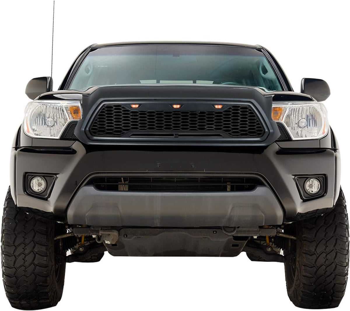 Matte Black ABS Grille Front Grill with Amber LED Lights Y7146