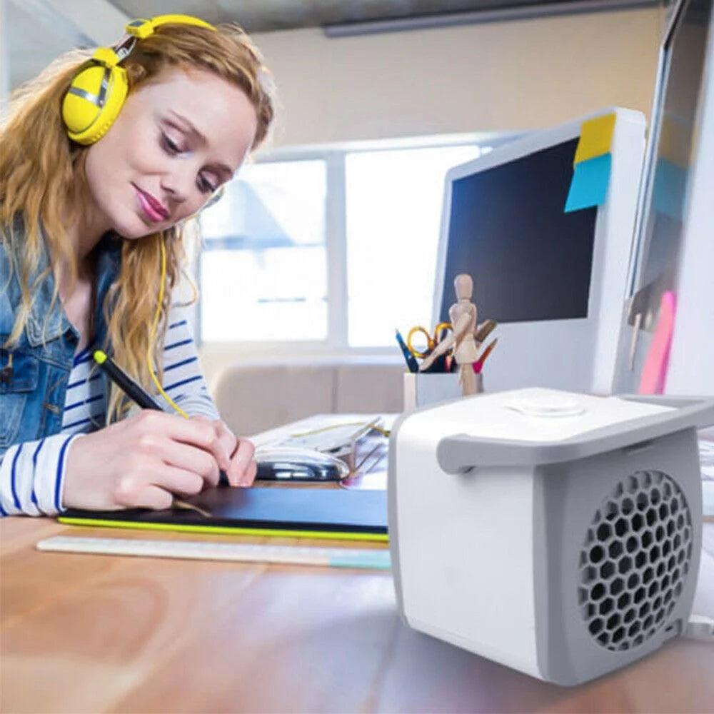 Portable Mini Air Conditioner USB Cooling Fan, 3-in-1 Humidifier, White, 200ml J62710