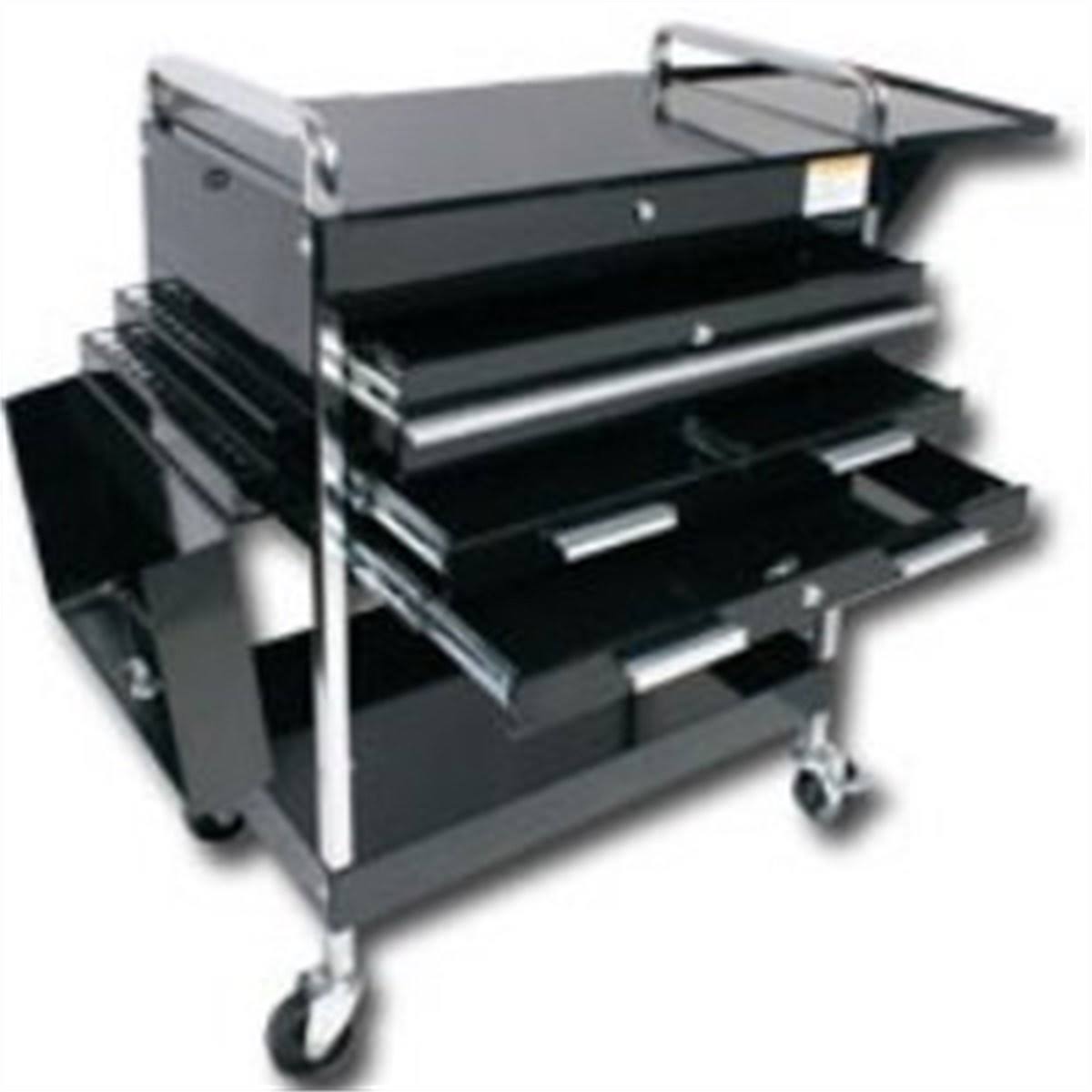 Black 4 Drawer Service Cart with Locking Top P748323
