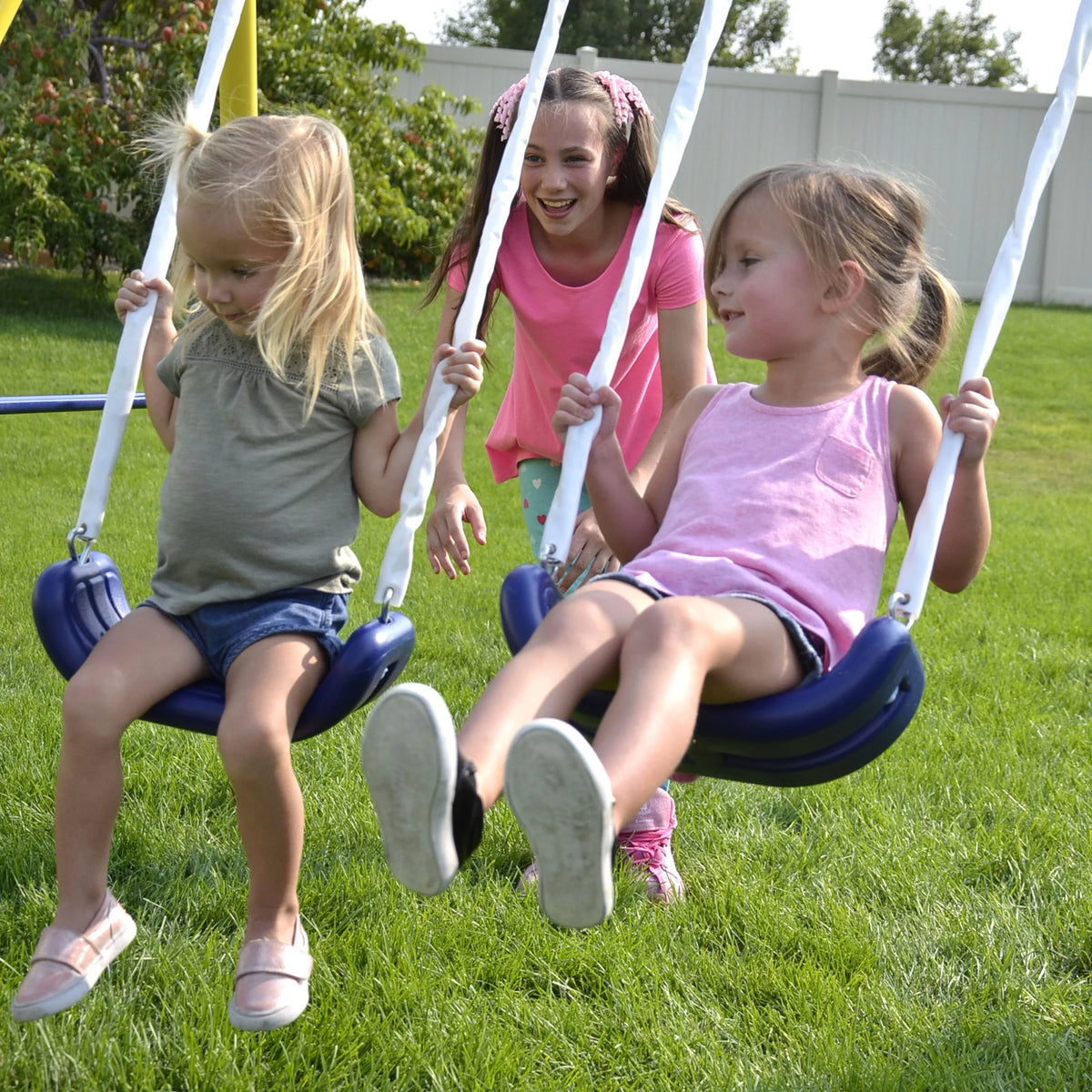 Metal Swing Set with 2 Swings and Slide U90748